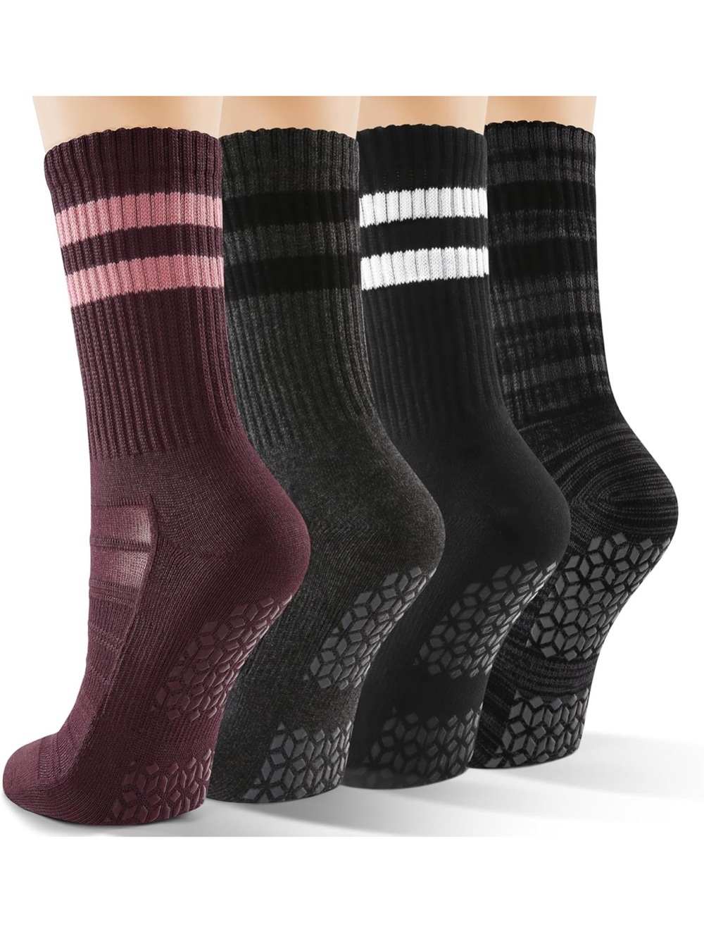 CS Celersport Pilates yoga socks non slip grip size medium 4 pack new